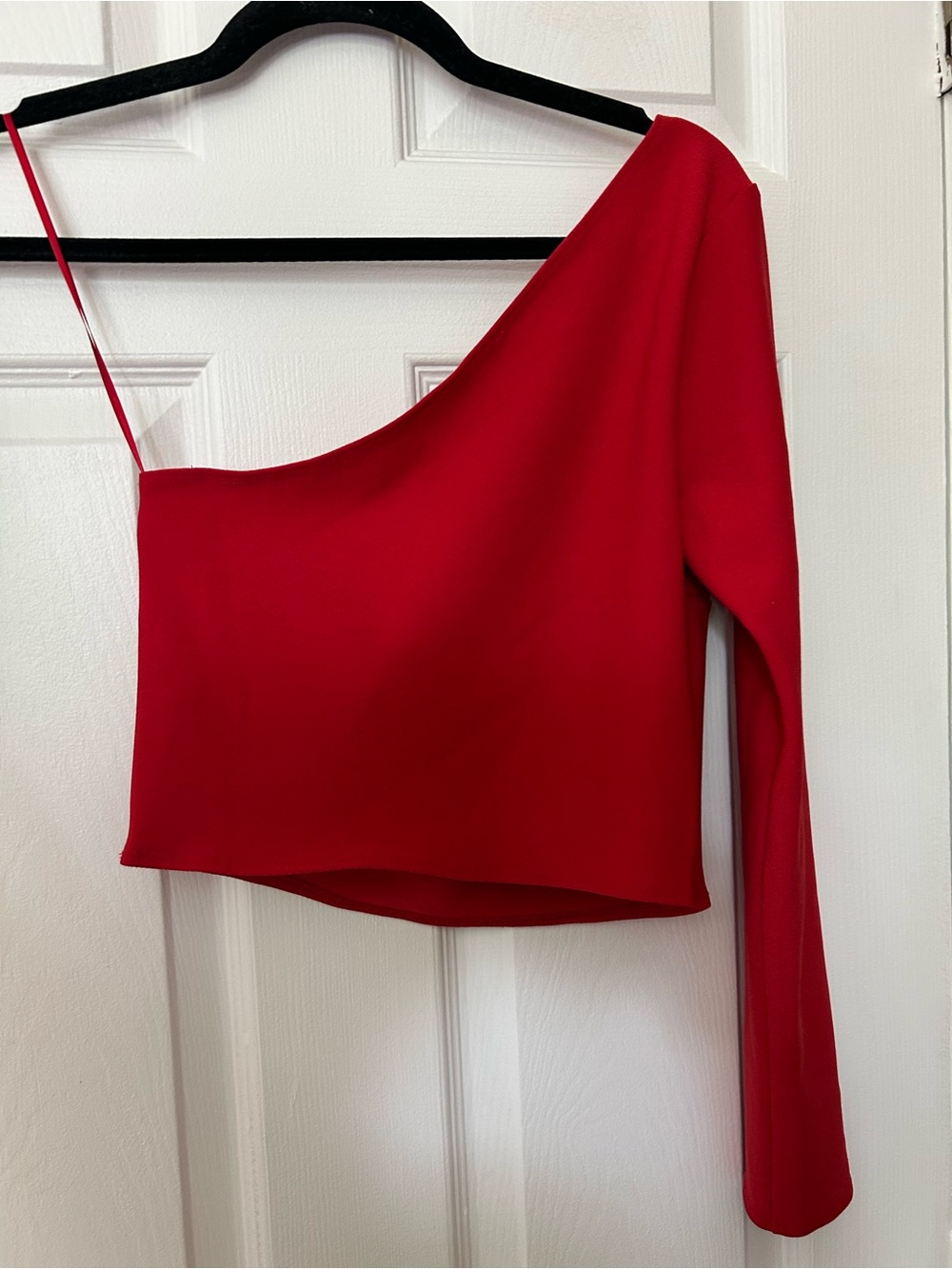 NWOT Abercrombie Asymmetrical Long Sleeve Shirt - Red - Picture 6 of 6